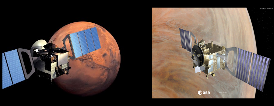 Mars Express (à gauche) et Venus Express (à droite)